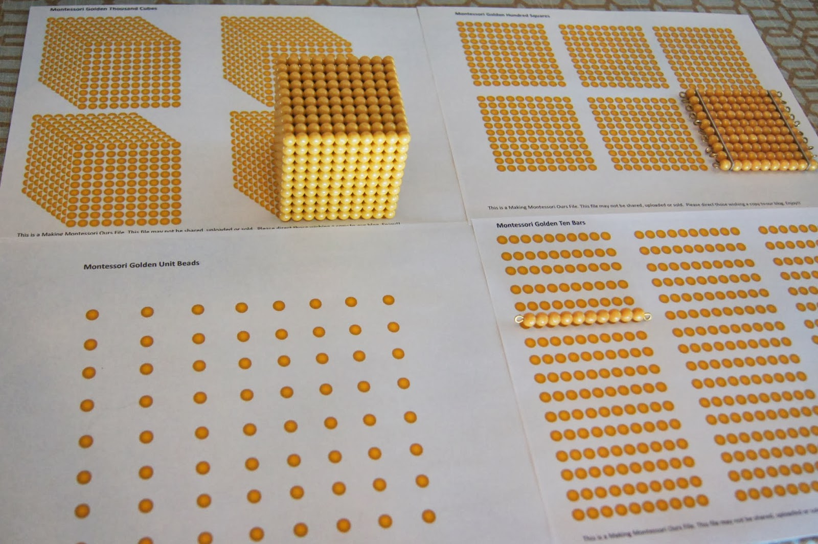 Making Montessori Ours&amp;quot;: Montessori Golden Bead Complete Materials inside Montessori Beads Printable Free