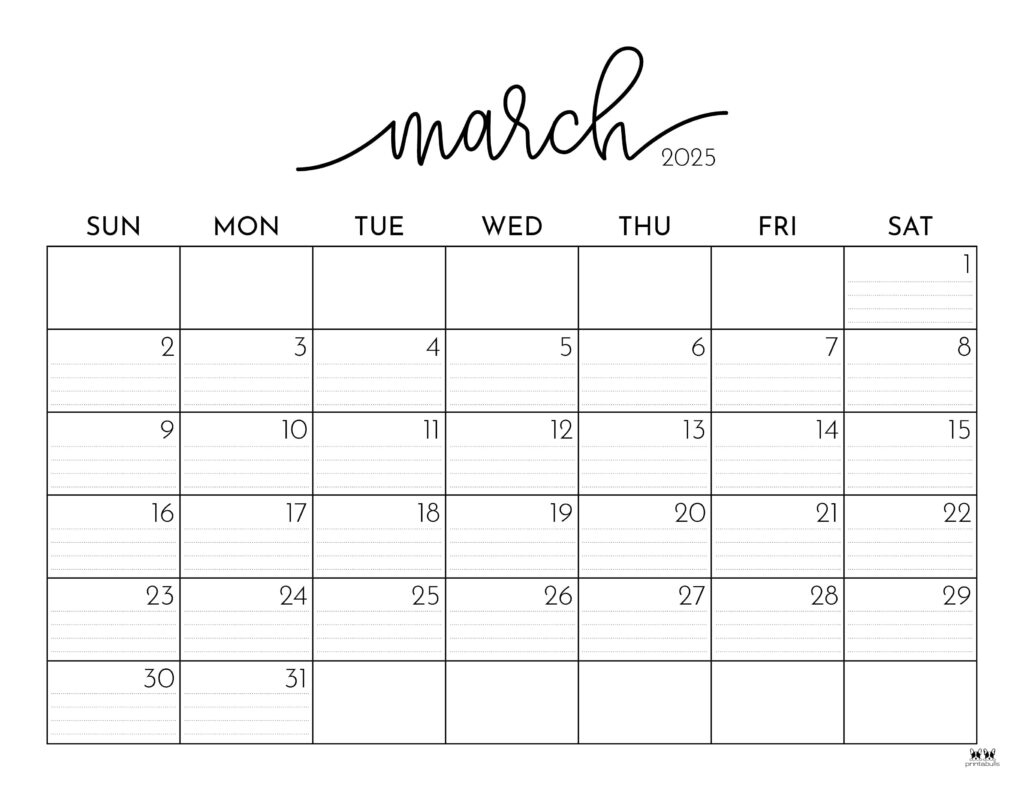 March 2025 Calendars - 107 Free Printables | Printabulls in March 2025 Printable Calendar Free