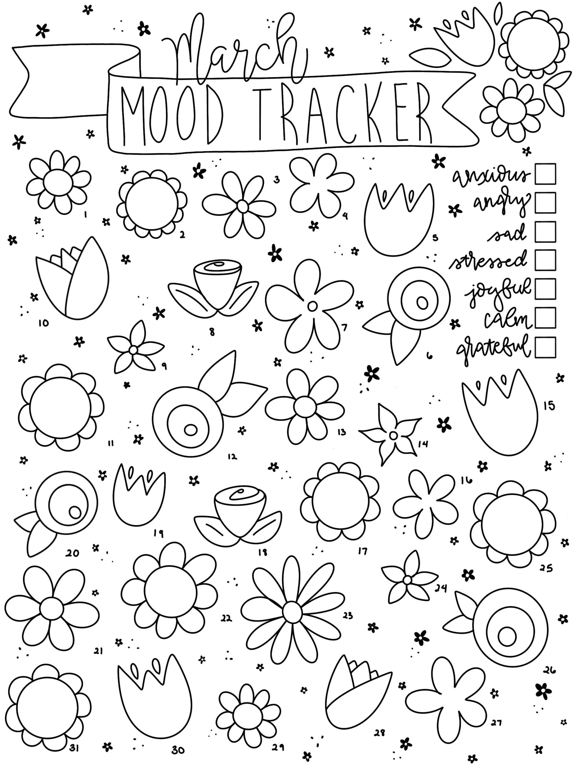 March Mood Tracker - Flowers — Amy Barker Willers within March Mood Tracker Printable