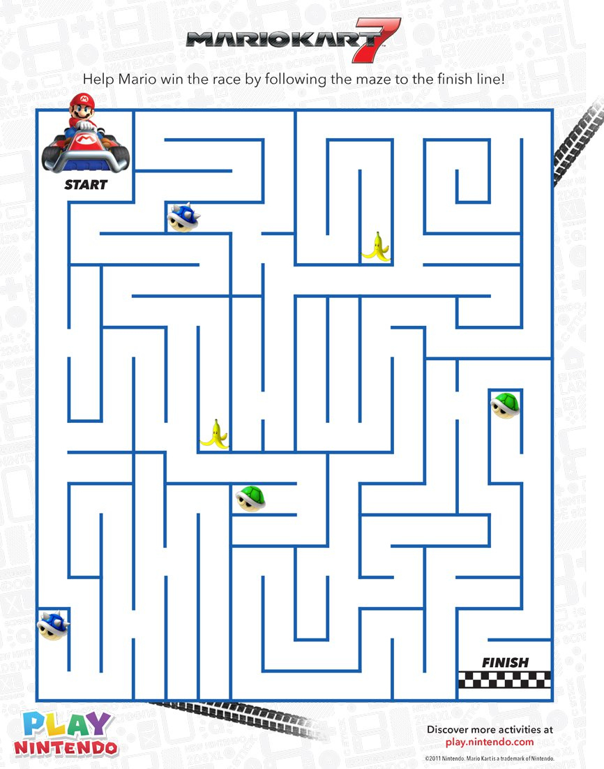 Mario Kart 7 Printable Maze Game - Play Nintendo. throughout Free Printable Mario Worksheets