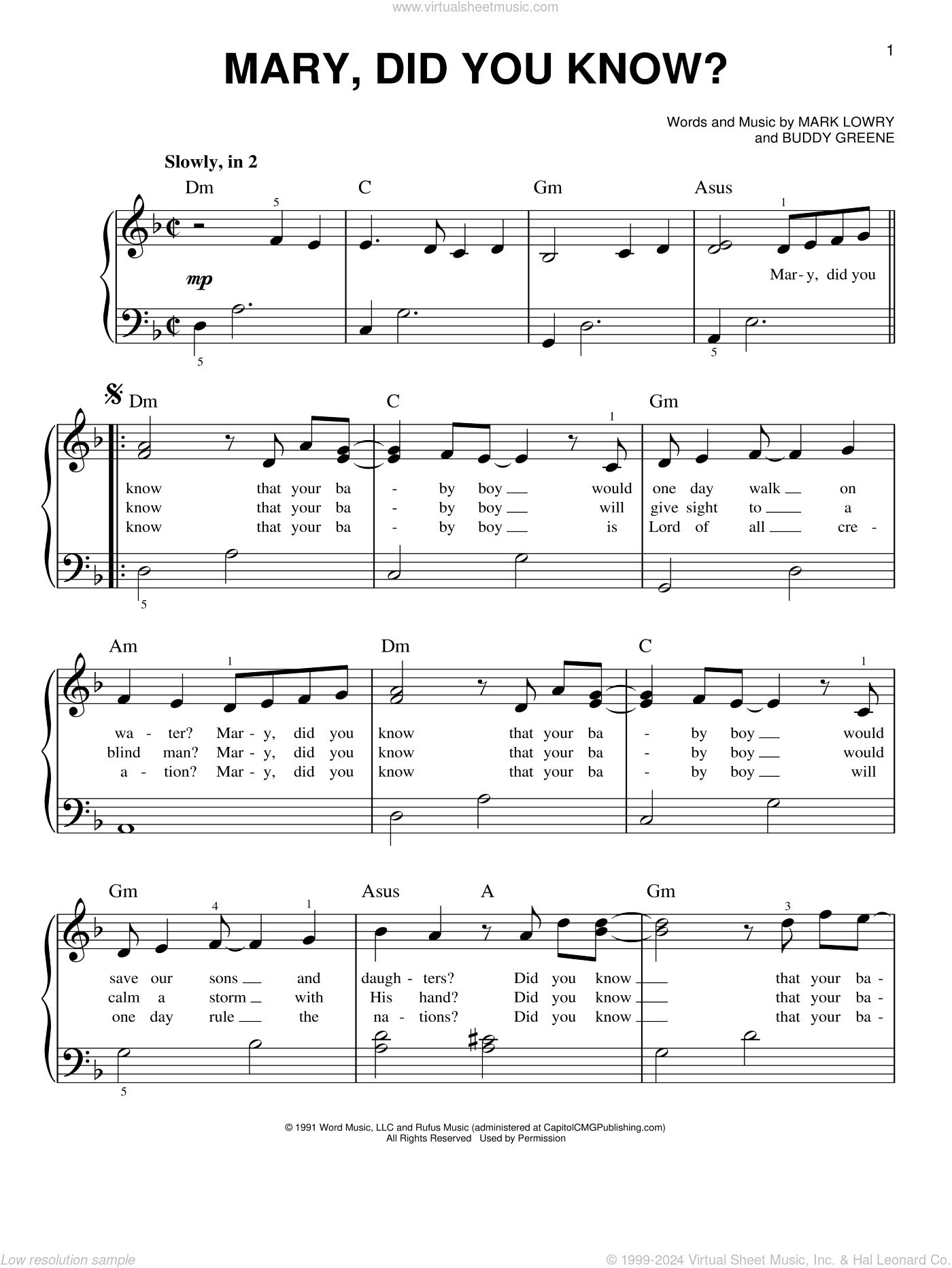 Mary, Did You Know?, (Beginner) Sheet Music For Piano Solo (Pdf) in Mary Did You Know Free Printable Sheet Music