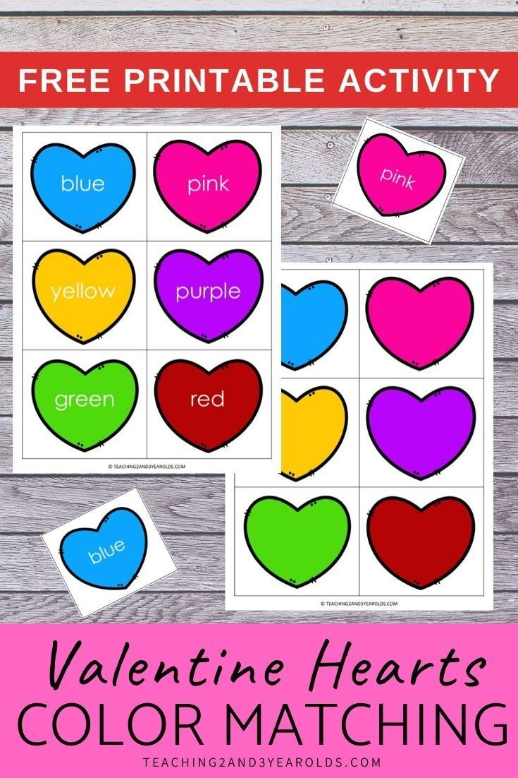 Matching Hearts Valentine Color Sorting Printable with regard to Heart Matching Game Printable