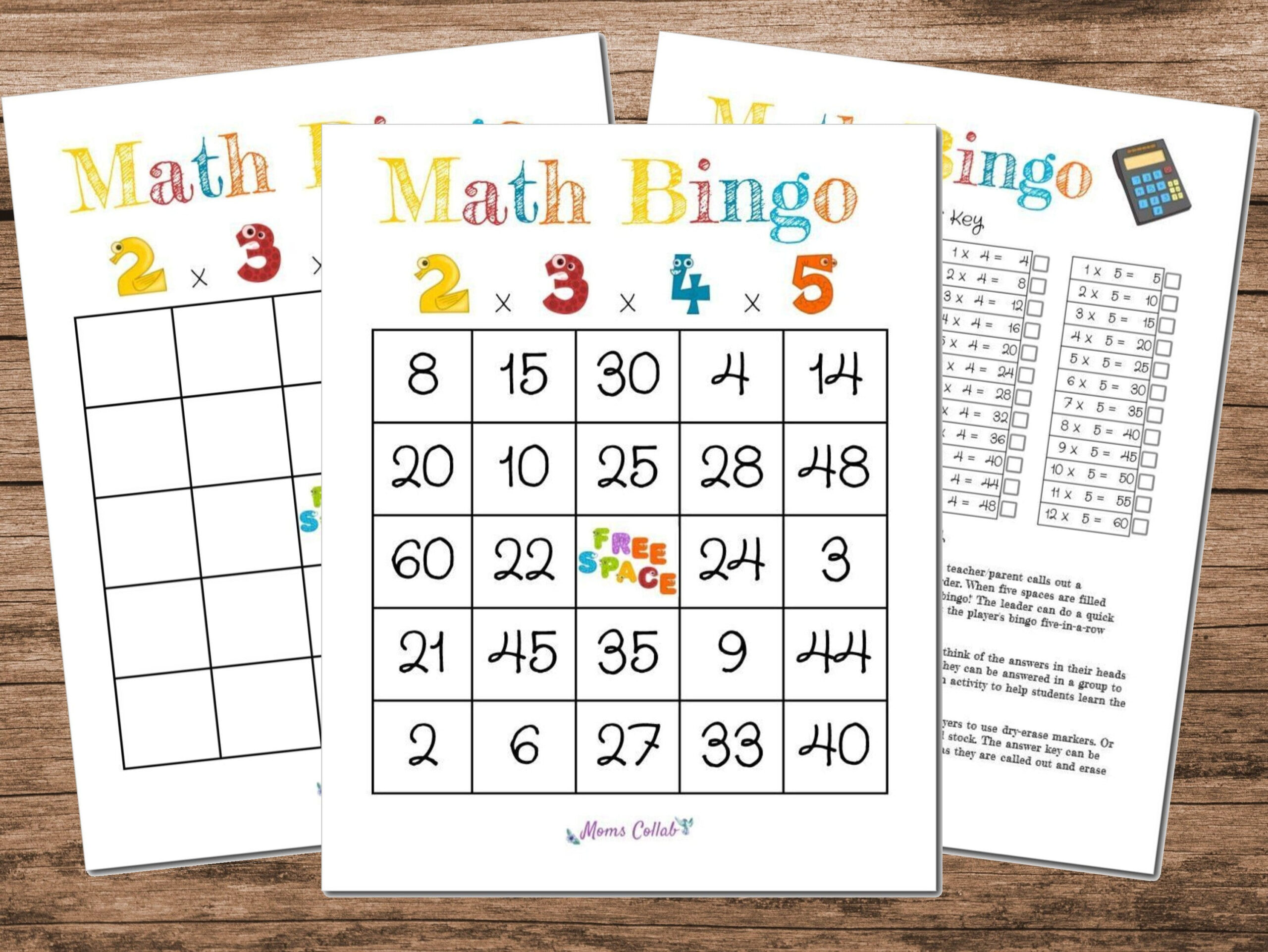 Math Bingo - 2, 3, 4, And 5 Multiplication Learning Game Printable with Printable Multiplication Bingo Calling Cards
