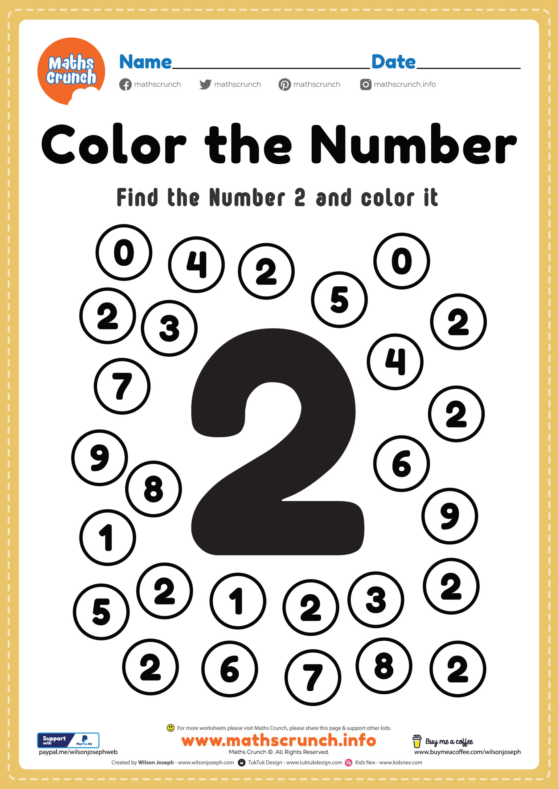 Math Worksheet, Number 2 Coloring Page - Free Printable Pdf pertaining to Number Two Worksheet Printable