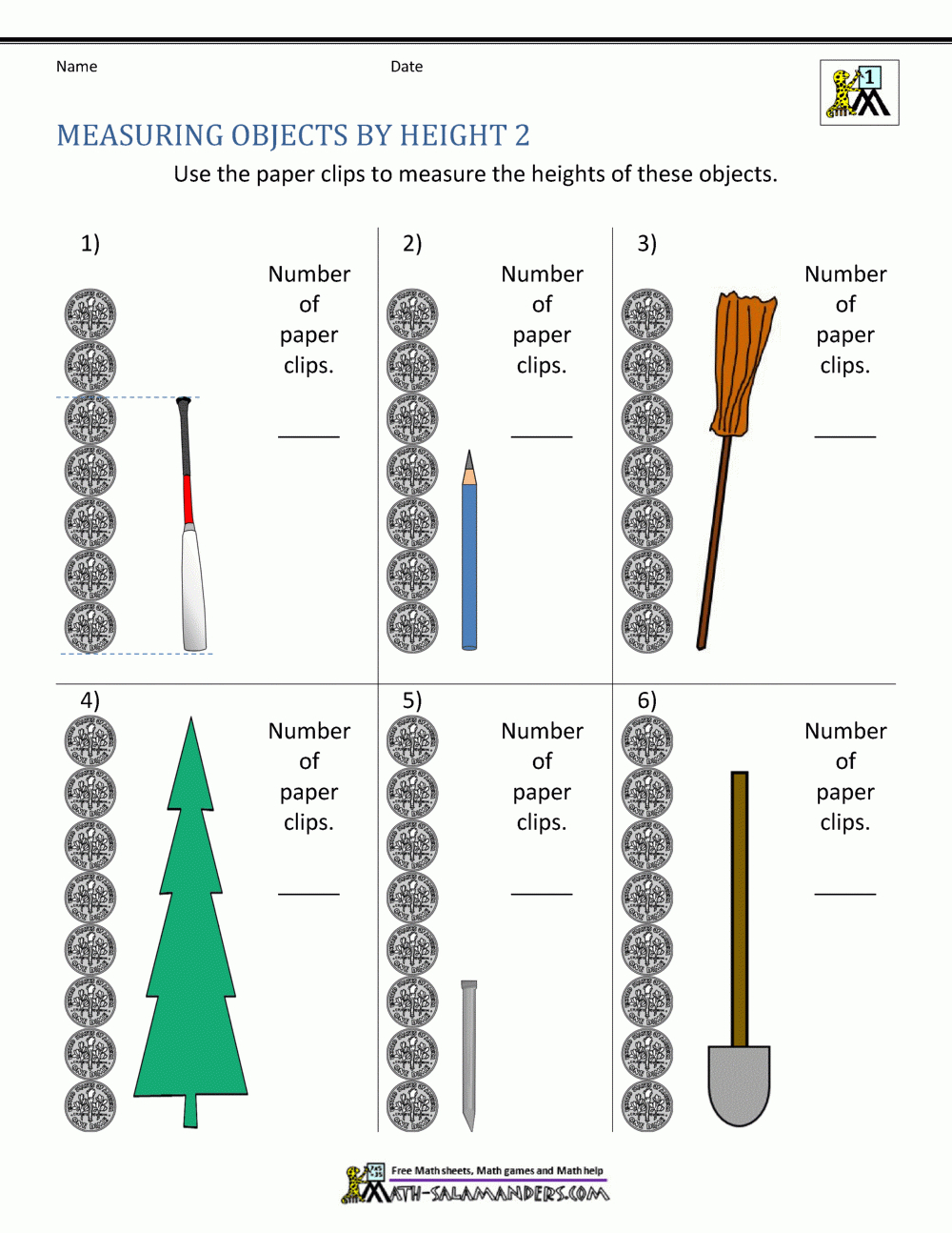 Measurement Worksheets For First Grade inside Measuring Height Worksheet Printable