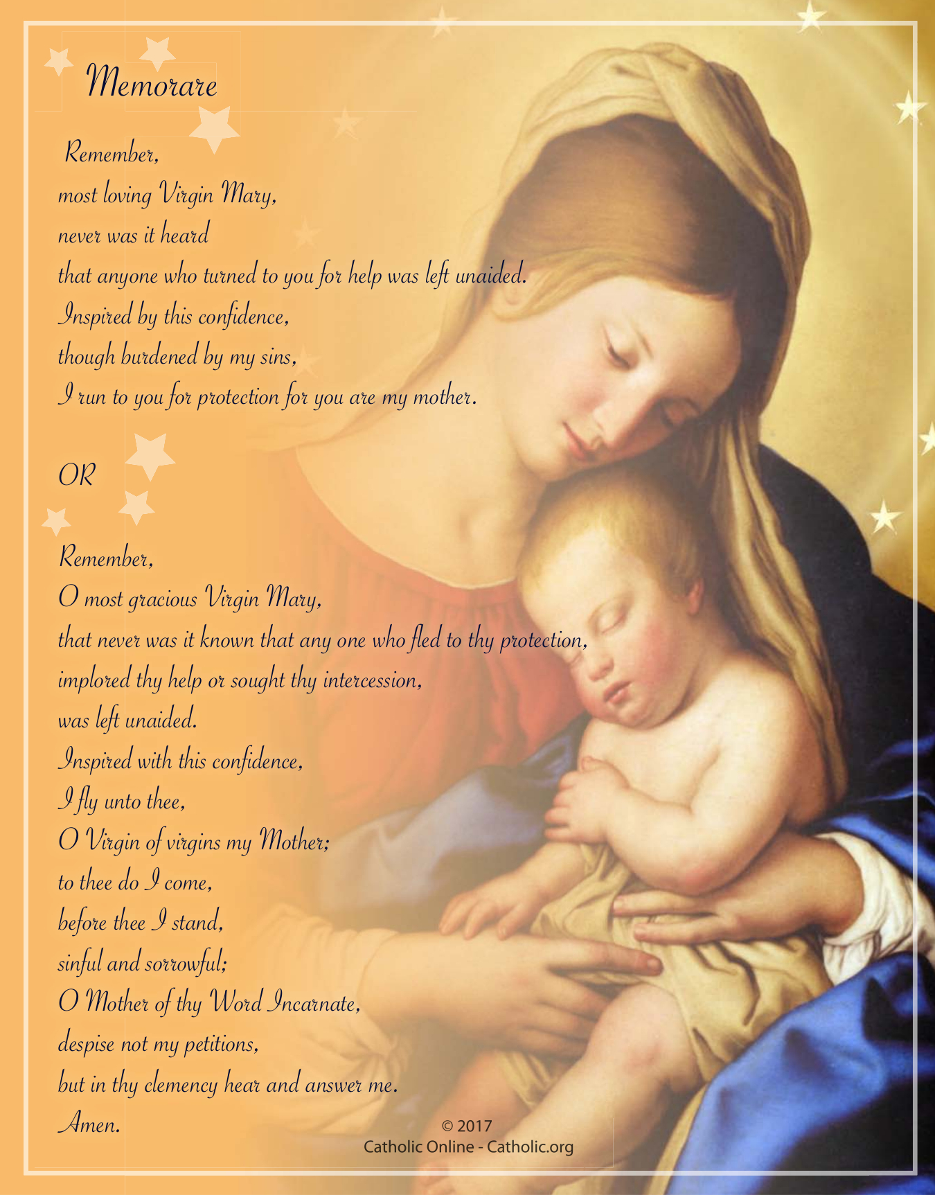 Memorare (Free Pdf) | Catholic Online Learning Resources for Free Printable Memorare Prayer Printable