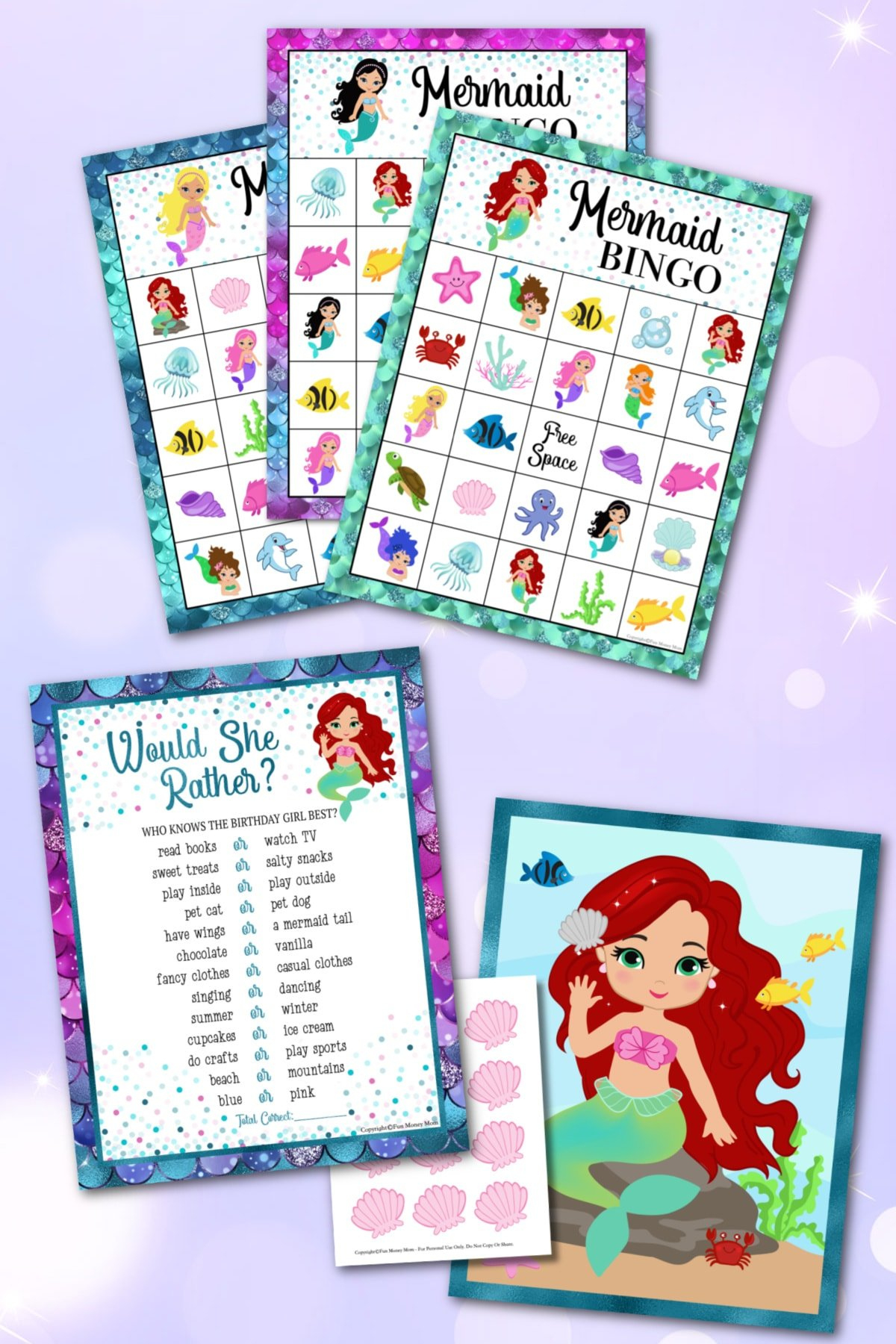 Mermaid Party Games (Free Printables) - Fun Money Mom throughout Mermaid Party Free Printables