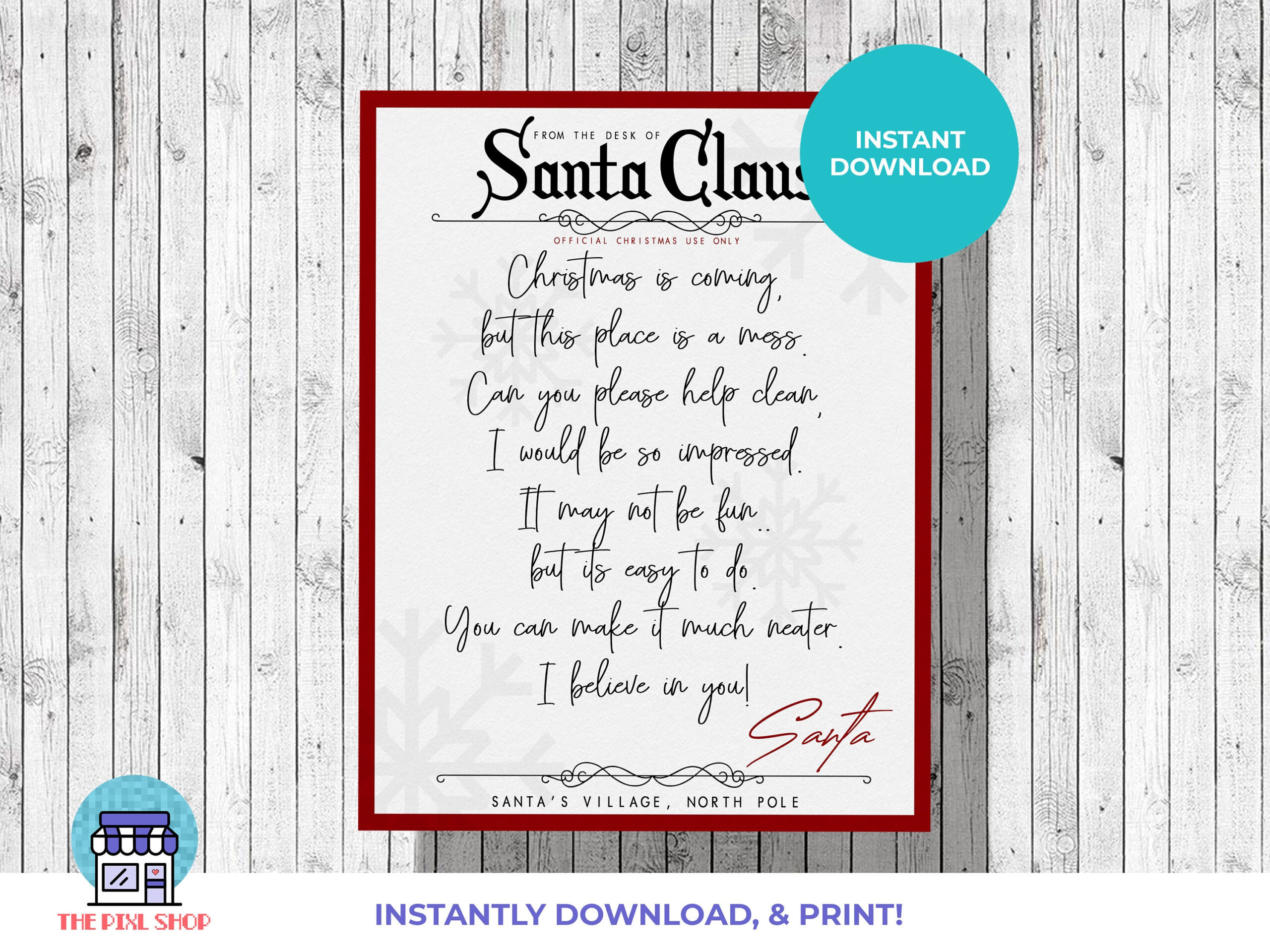 Messy Room | Letter From Santa | Clean Your Room | Printable - Etsy intended for Elf on the Shelf Clean Your Room Printable