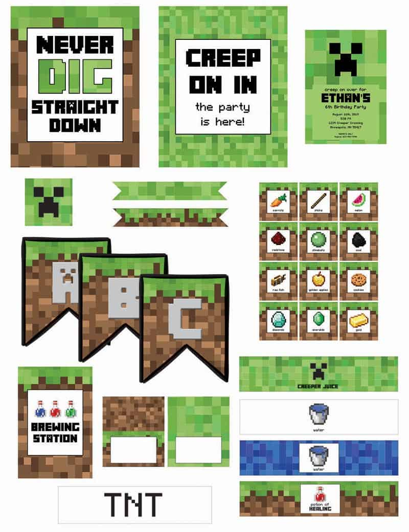 Minecraft Birthday Party (With Free Printables) - Elva M Design Studio intended for Minecraft Free Printables Party