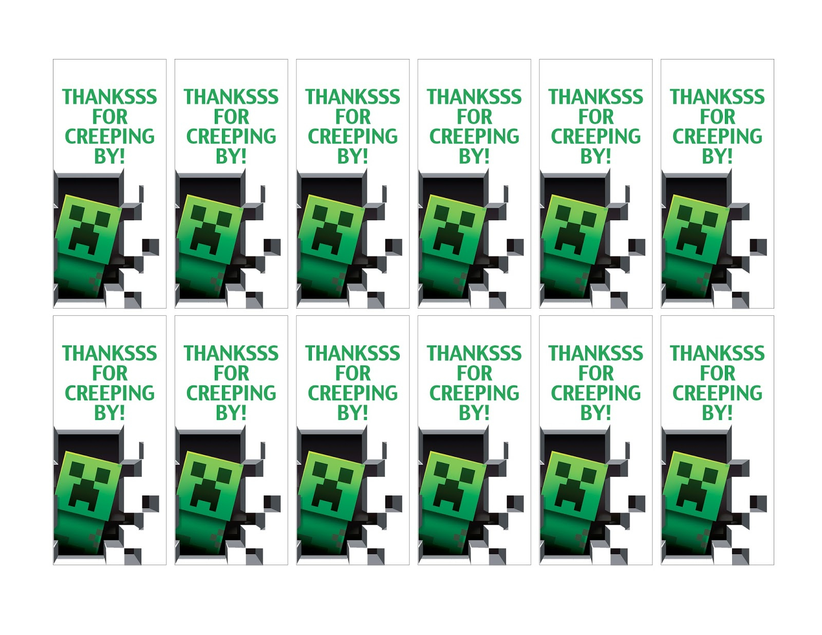 Minecraft Thank You Tags Free throughout Free Printable Minecraft Thank You Tags