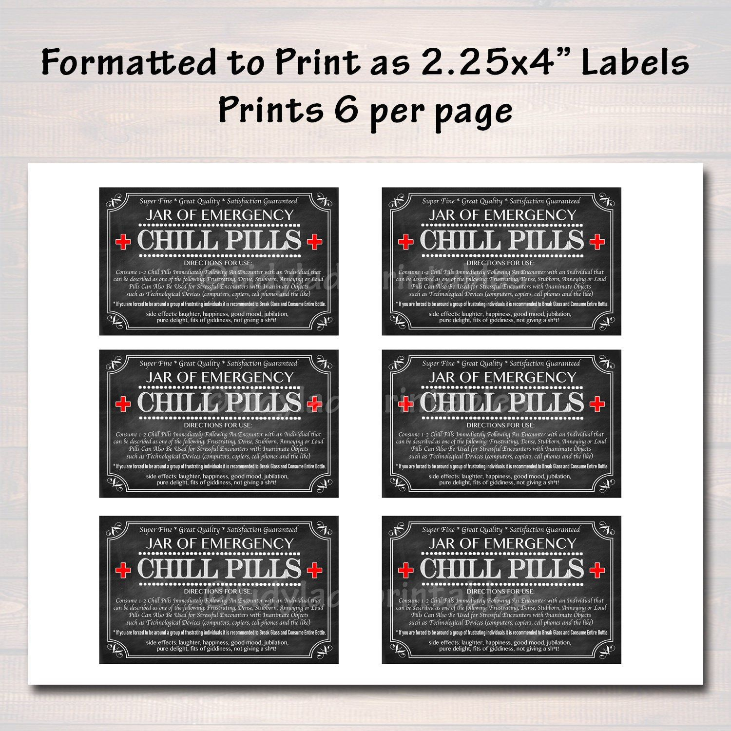 Mini Chill Pills Label, Chalkboard Label Gag Gift Professional for Chill Pill Label Printable Free