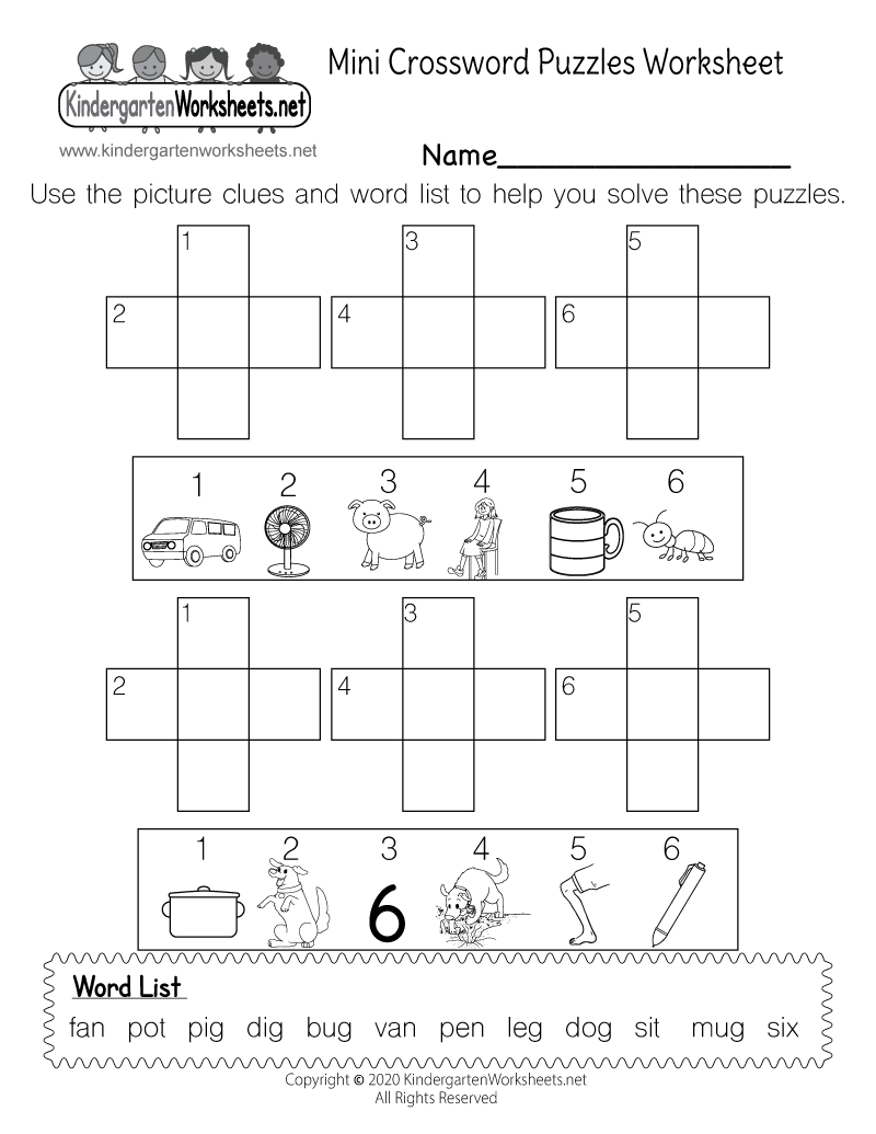 Mini Crossword Puzzles Worksheet - Free Printable, Digital, &amp;amp; Pdf intended for Printable Crossword Puzzles For Kindergarten