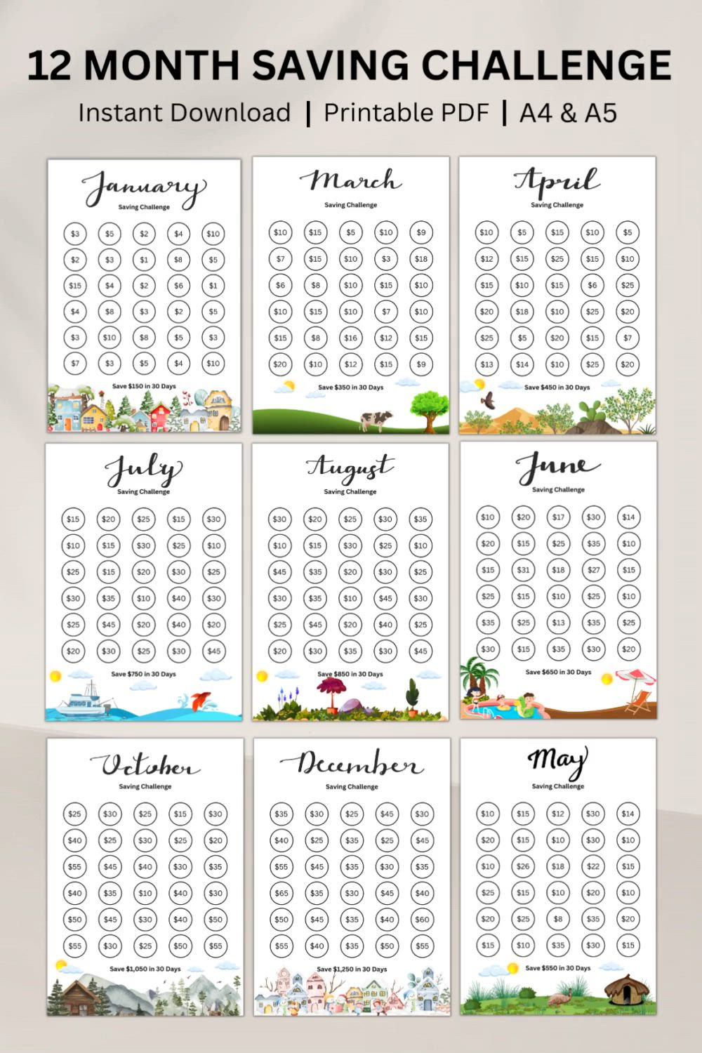 Mini Savings Challenge Printable Book, A6 Saving Challenge, Monthly Saving Challenge for Mini Savings Challenge Free Printable