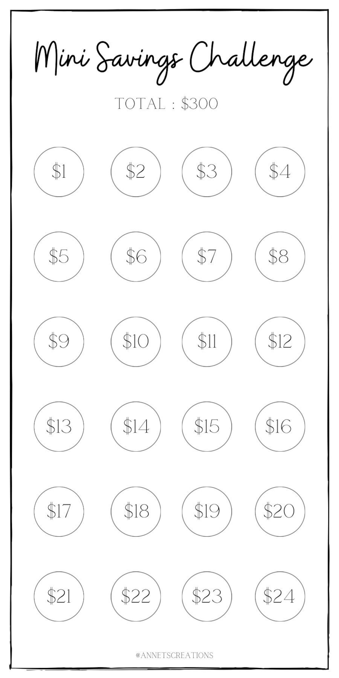 Mini-Spar-Challenge | Save 300 Challenge | Digital Download - Cash pertaining to Mini Savings Challenge Free Printable