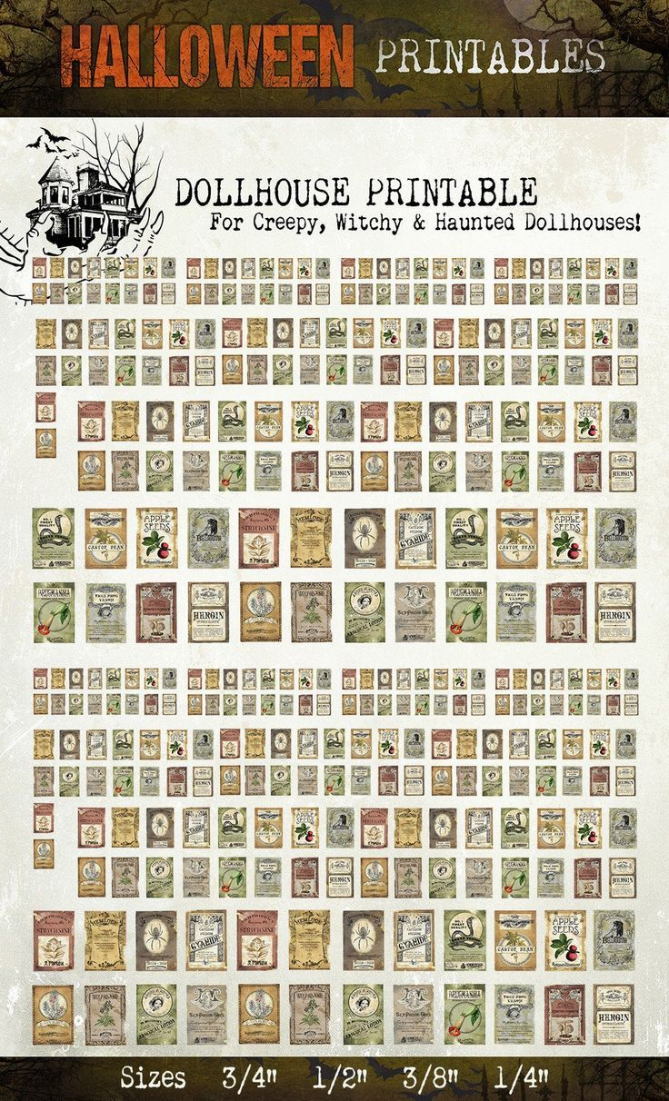 Miniature Dollhouse Potion Labels Mega Set | Potion Labels intended for Free Printable Miniature Labels