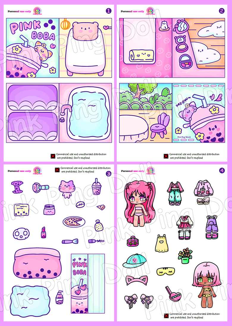 Miniature Pink Boba Squishy Book Diy/Quiet Book/Playbook pertaining to Diy Squishy Book Free Printable
