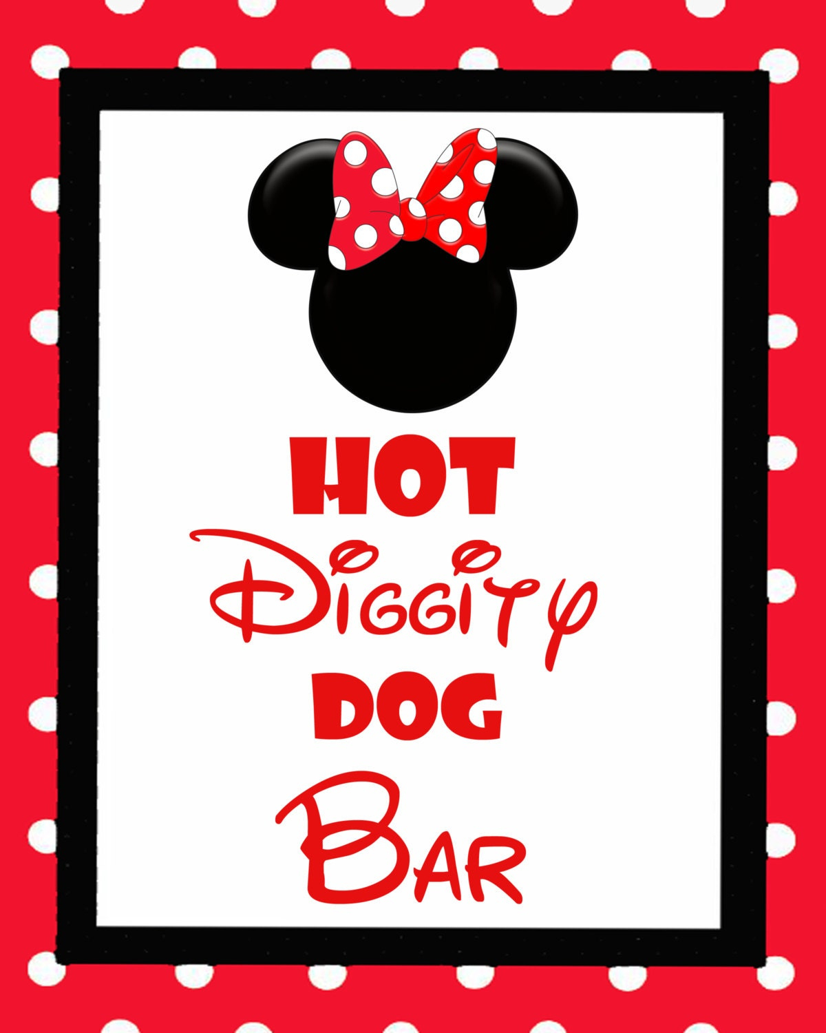 Minnie Mouse Hot Diggity Dog Bar Sign - Etsy regarding Hot Diggity Dog Bar Sign Free Printable