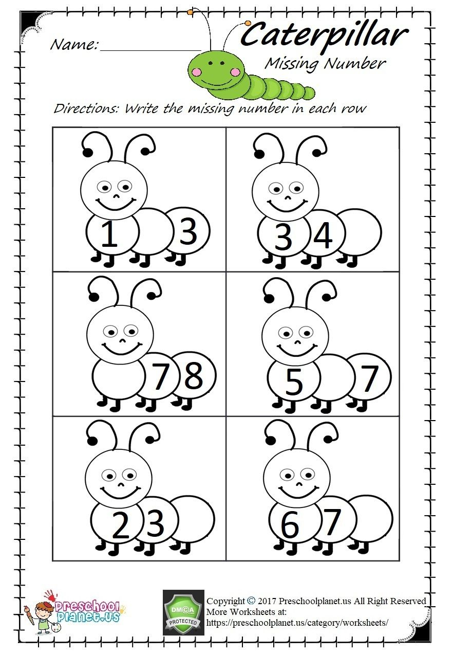 Missing Number Worksheet throughout Caterpillar Missing Number Worksheet