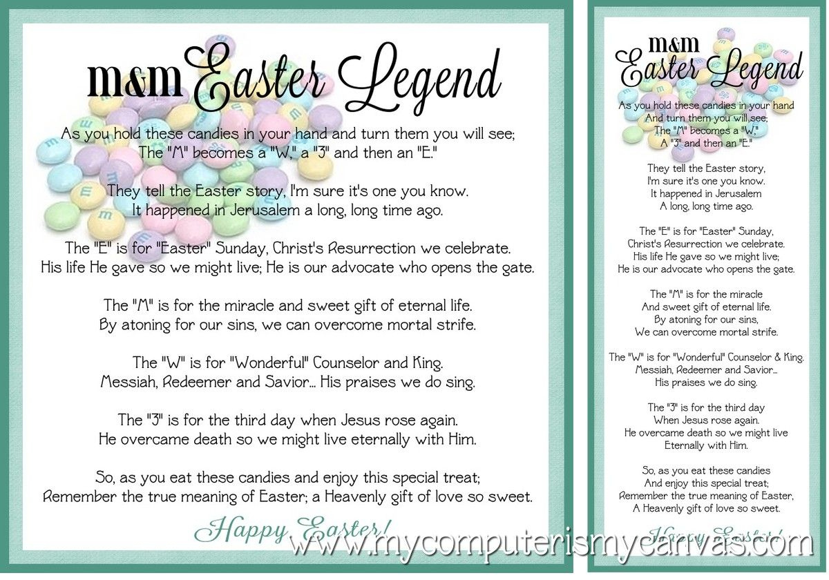 Mm Easter Story - 13 Free Pdf Printables | Printablee inside Free Printable M M Easter Poem