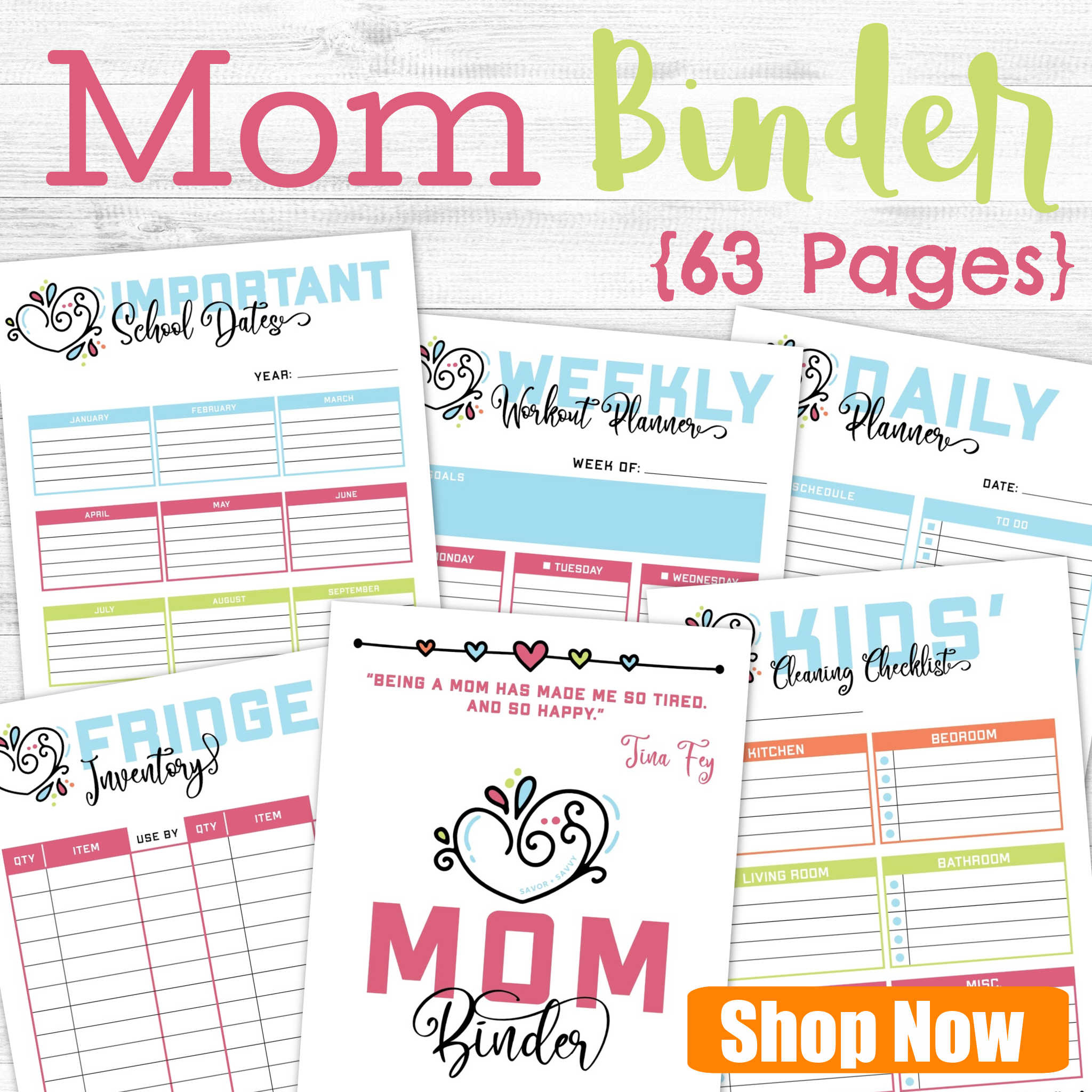 Mom Binder - Printables To Keep You Organized - Savor + Savvy throughout Mom Binder Printables Free