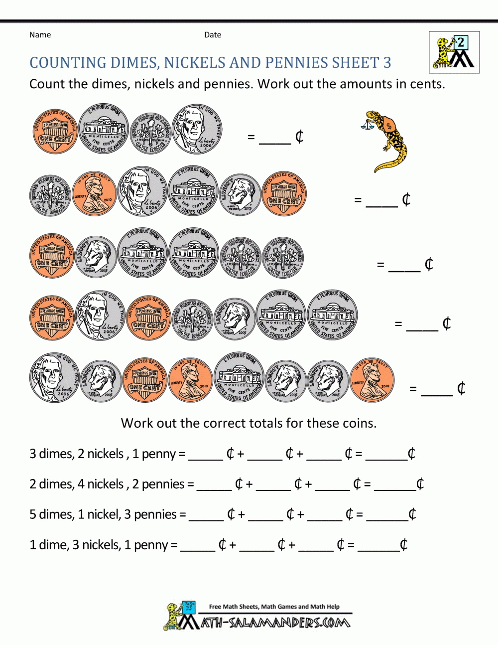 Money Worksheets For 2Nd Grade pertaining to Printable Worksheets Free 2Nd Grade
