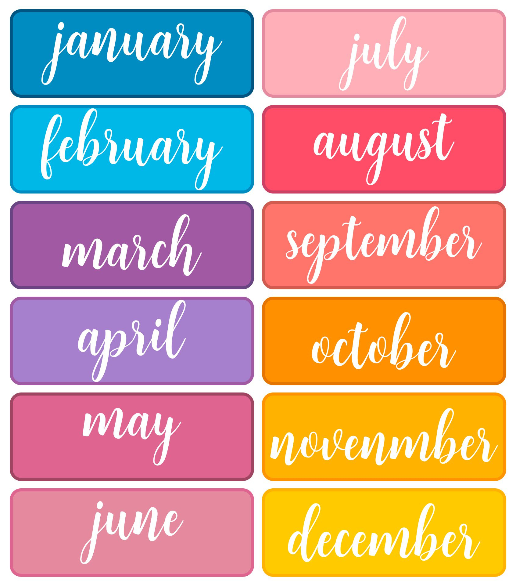 Month Of The Year Printables - Printable Party Favors pertaining to Free Printable Months of the Year Chart