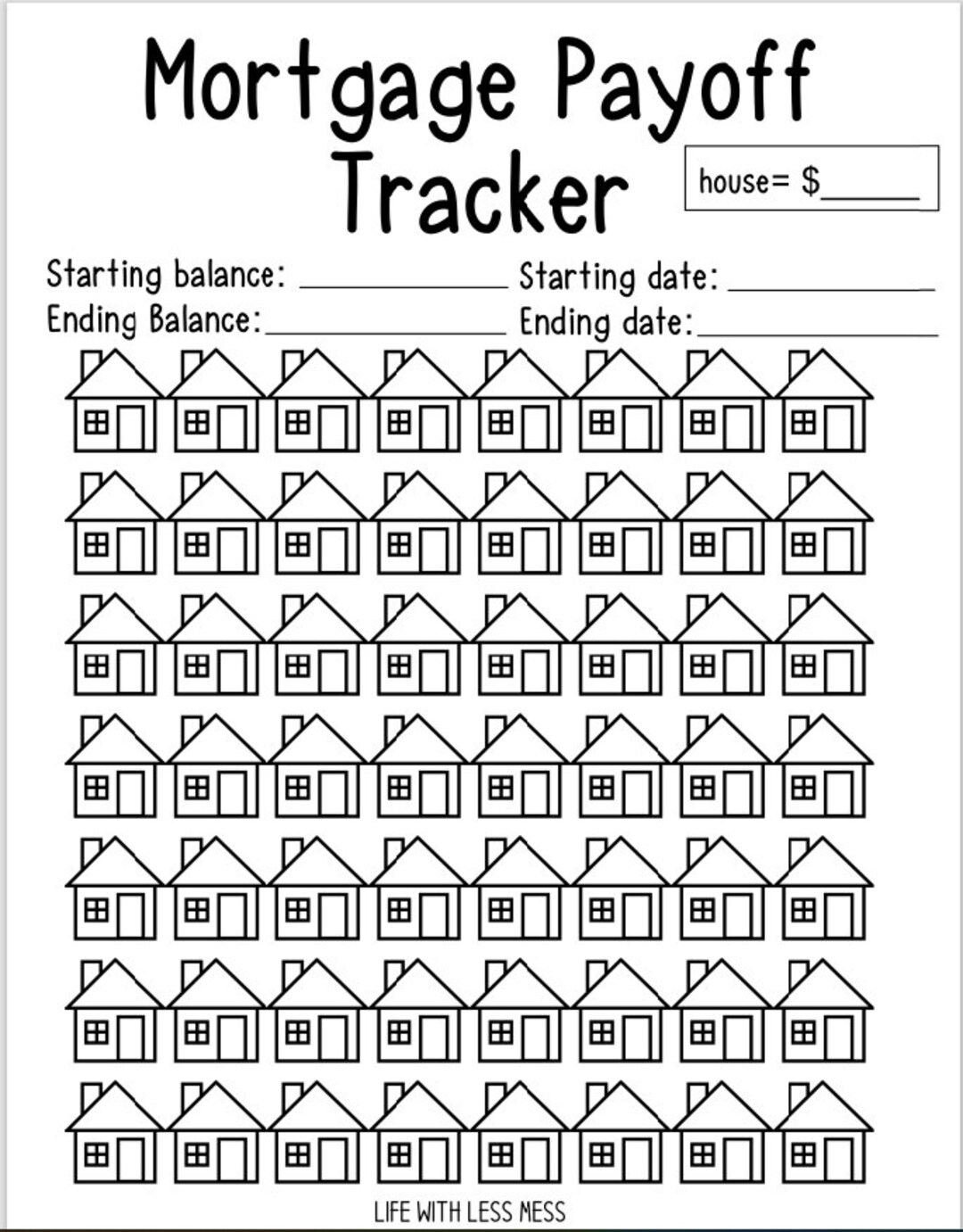 Mortgage Payoff Tracker Coloring Page - Digital Download - Etsy for Mortgage Payoff Tracker Free Printable