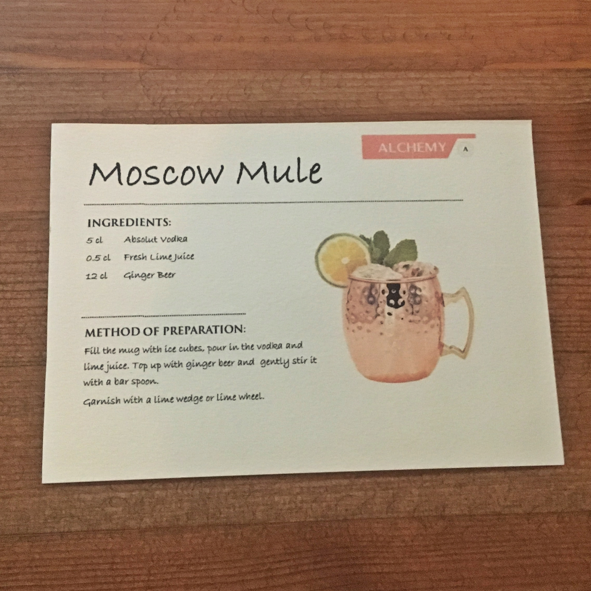 Moscow Mule Recipe Card - Alchemy Bar School - Bar Consulting regarding Free Printable Moscow Mule Recipe Card