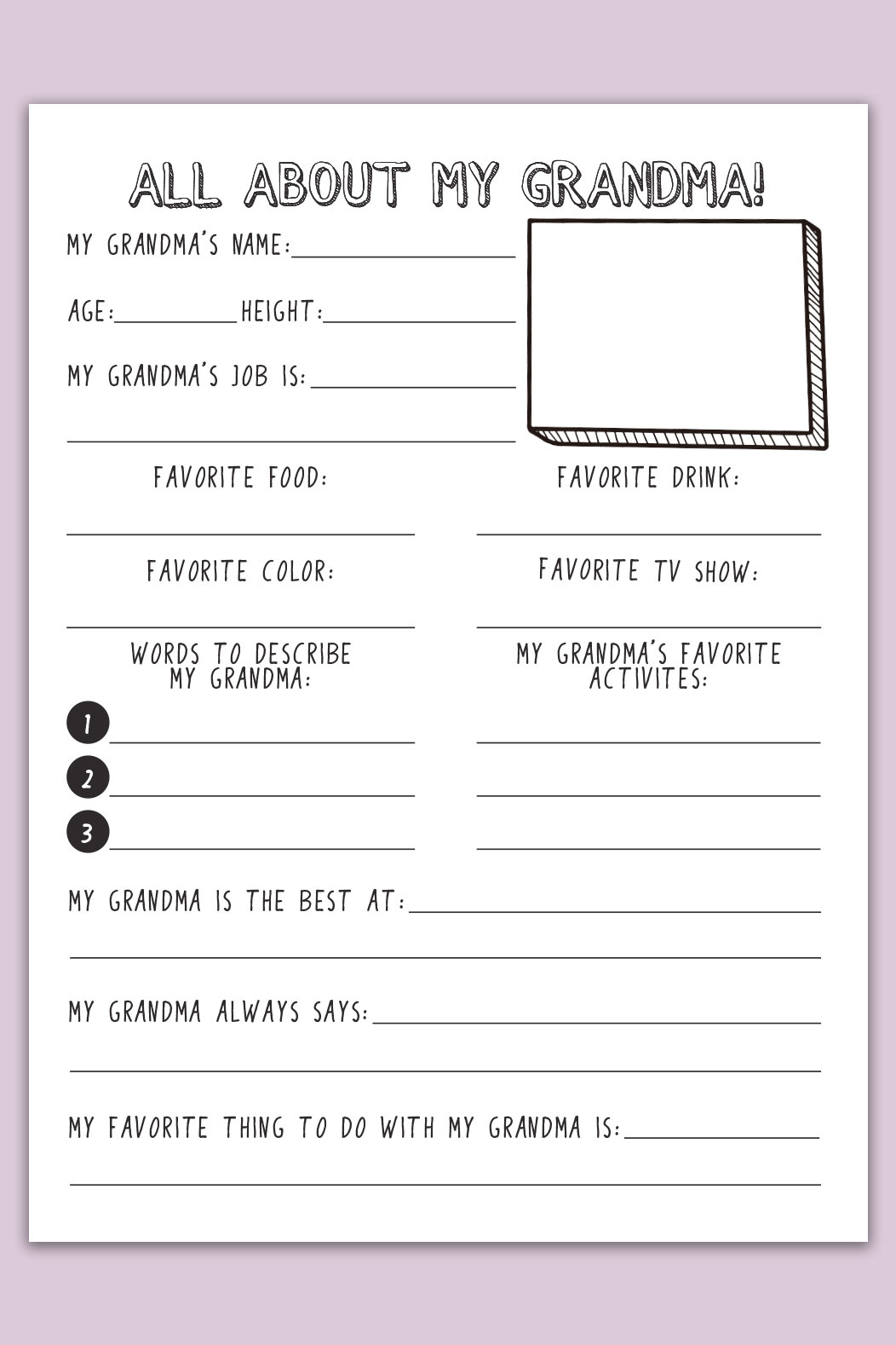 Mothers-Day-All-About-My-Mom-Printable-Grandma-Version-2 - Mom Envy inside All About My Grandma Printable Free