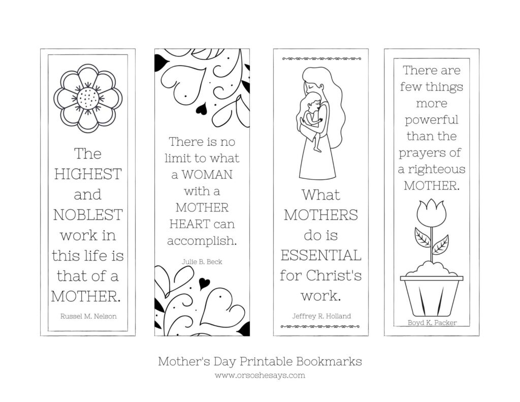 Mother&amp;#039;S Day Bookmark Printable ~ Ready To Color! - Or So She Says inside Free Printable Mother&amp;#039;S Day Bookmarks To Color