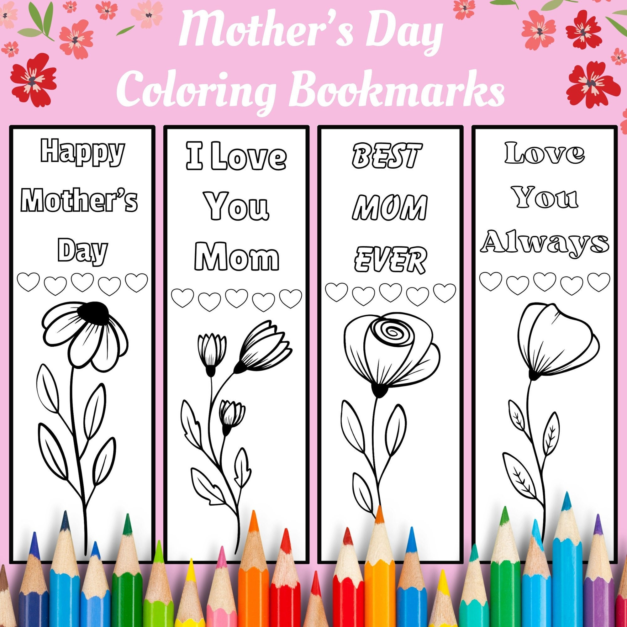 Mother&amp;#039;S Day Bookmarks, Mother&amp;#039;S Day Printable, Diy Gift For Mom throughout Mother&amp;#039;S Day Bookmarks Printable Free