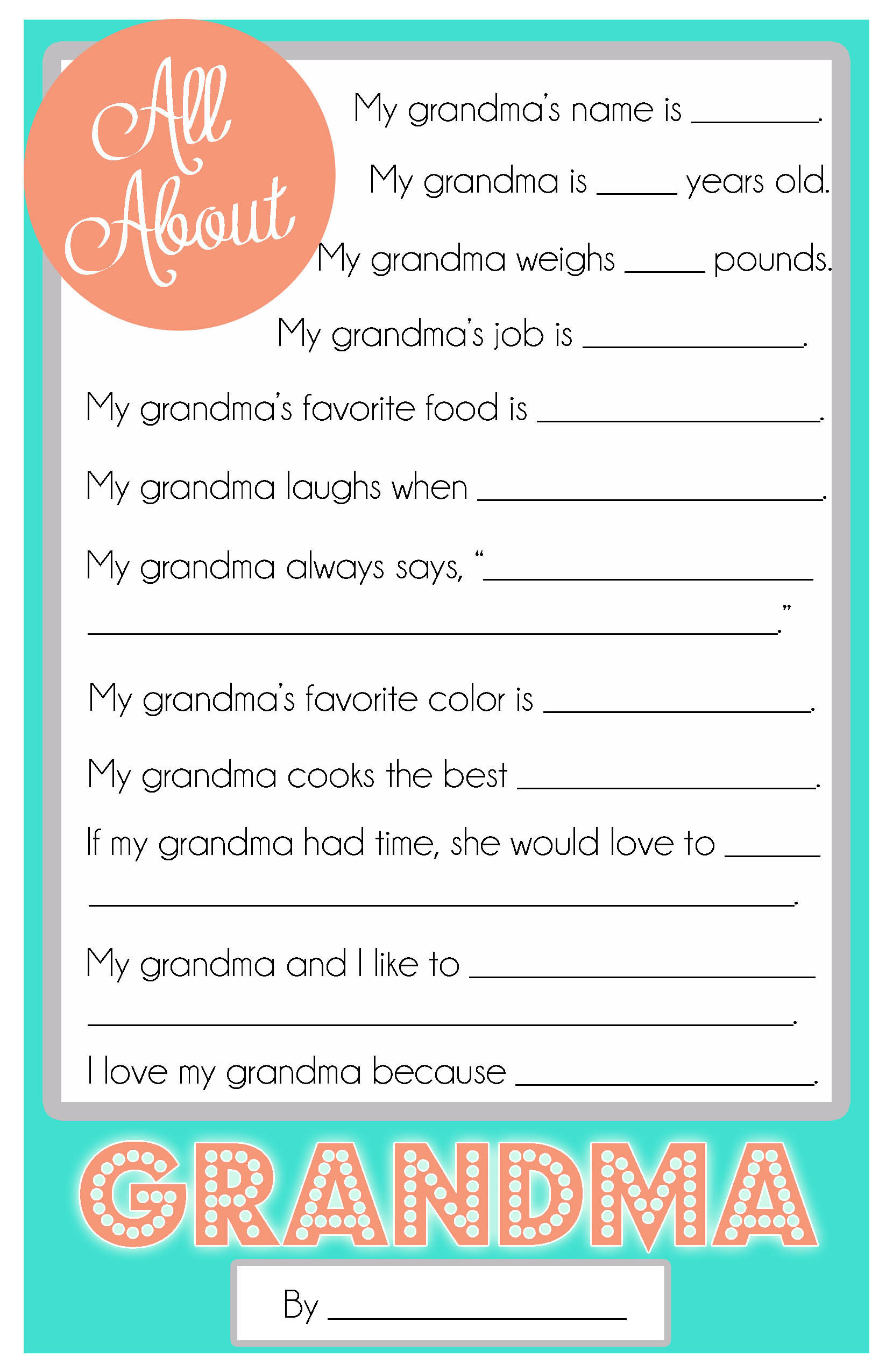 Mother&amp;#039;S Day Questionnaire {A Free Printable For The Kids for Mothers Day Grandma Questionnaire Printable