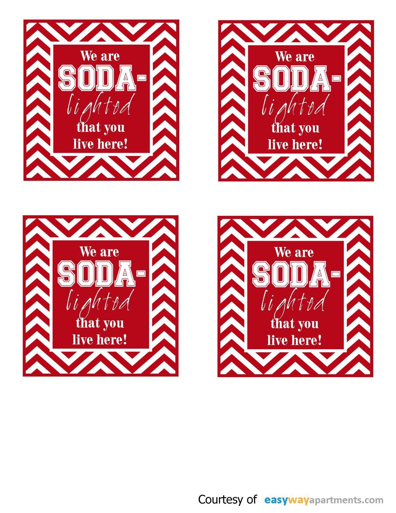 Move In Gift |We&amp;#039;Re Soda-Lighted That You Live Here! with Soda Lighted Free Printable