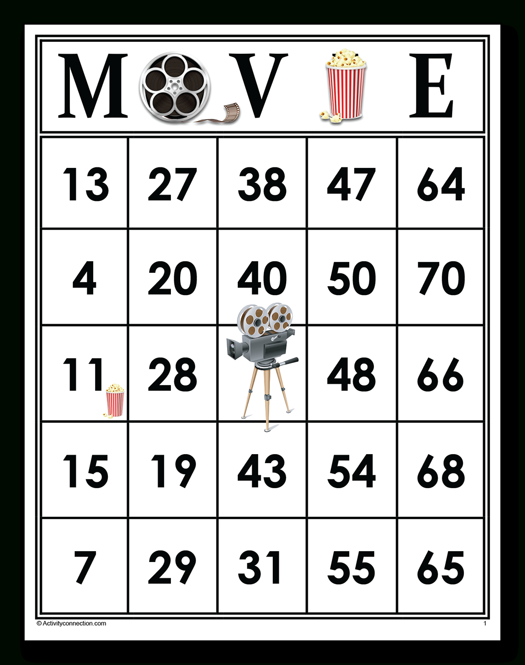 Movie Bingo Cards (Printable) - Activity Connection intended for Activity Connection Bingo Cards