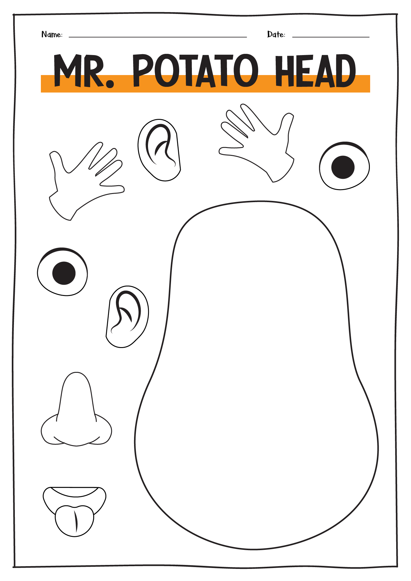Mr Potato Head Five Senses with Mr Potato Head 5 Senses Printable Free