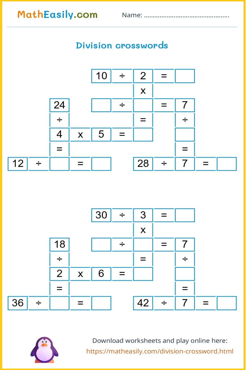 Multiplication Crosswords | Printable + Online regarding Printable Math Crossword