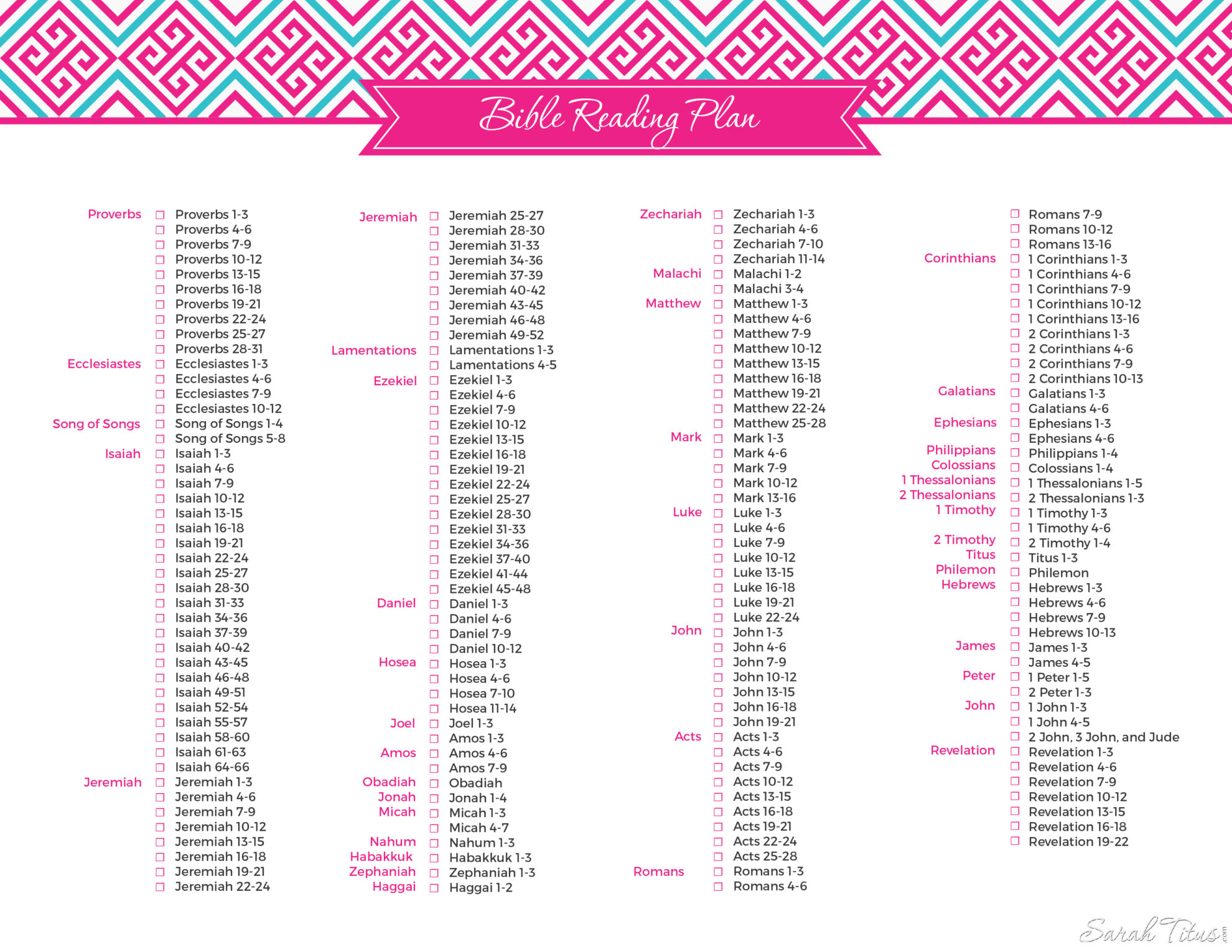 Must Have: Bible Reading Plan - Sarah Titus regarding Free Printable Bible Reading Plan One Year