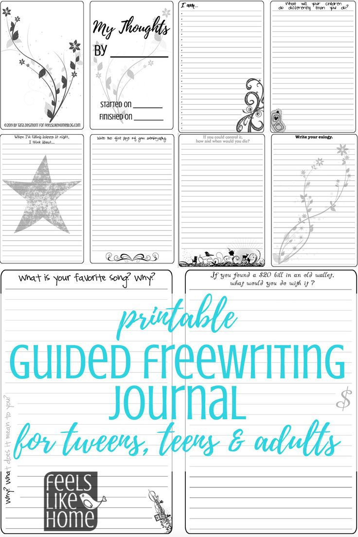 My Thoughts: A Printable Guided Freewriting Journal For Tweens, Teens, with Free Printable Guided Journal Pages