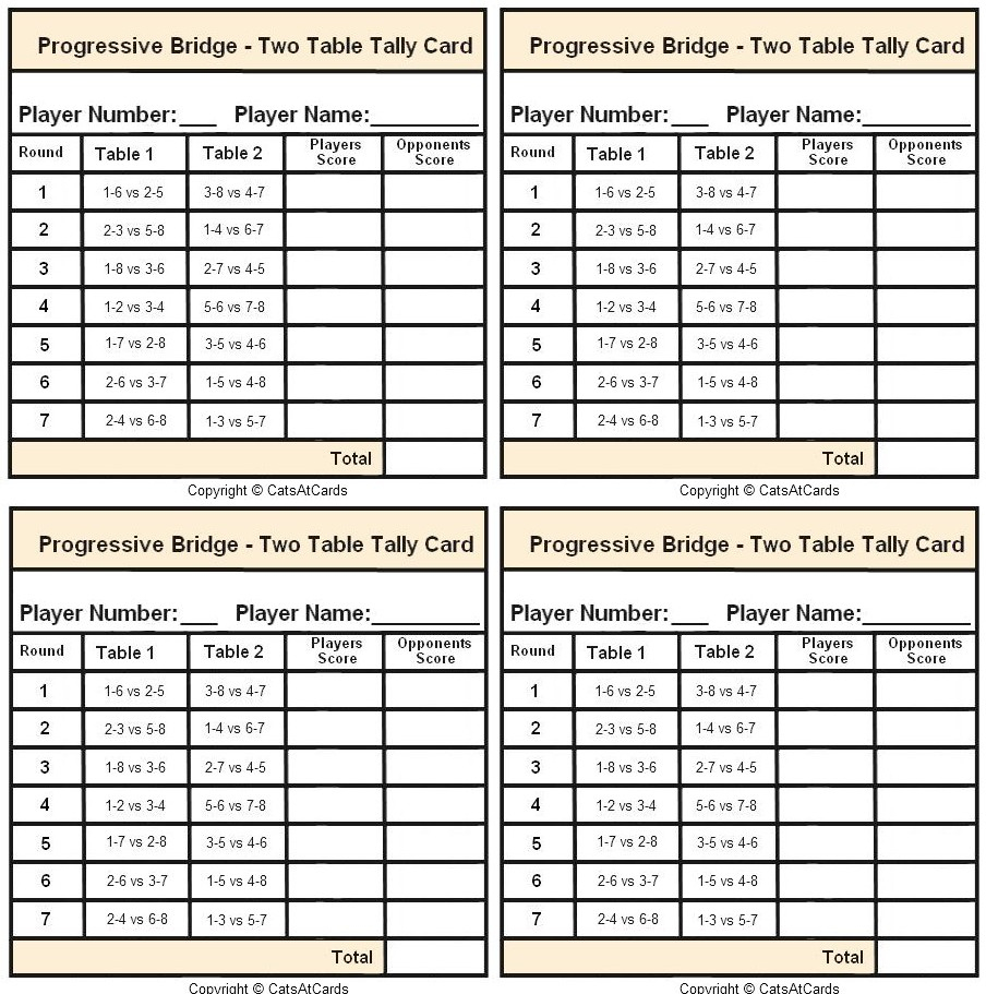 Mystery Hand Memory Sheet - Print in Free Printable Bridge Tally Sheets