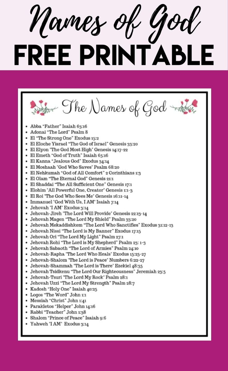 Names Of God regarding Free Printable Names of God