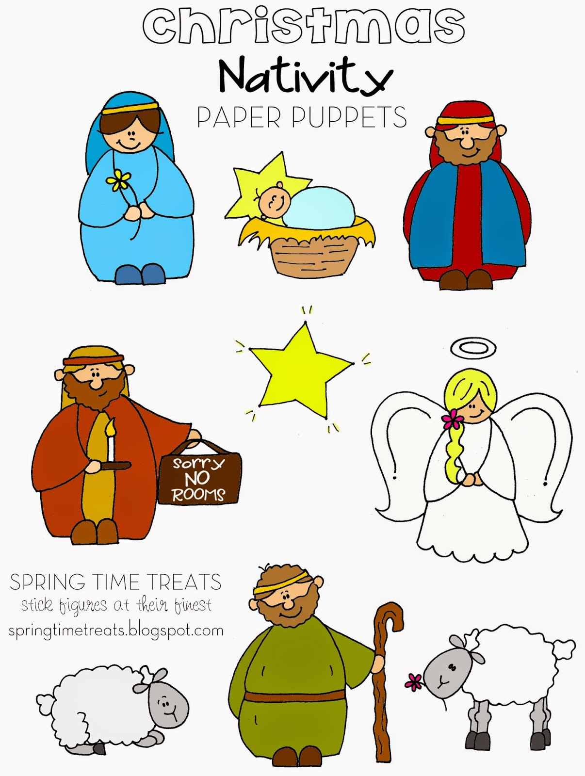 Nativity Paper Puppets - Free Printables | Spring Time Doodles throughout Free Printable Nativity Set