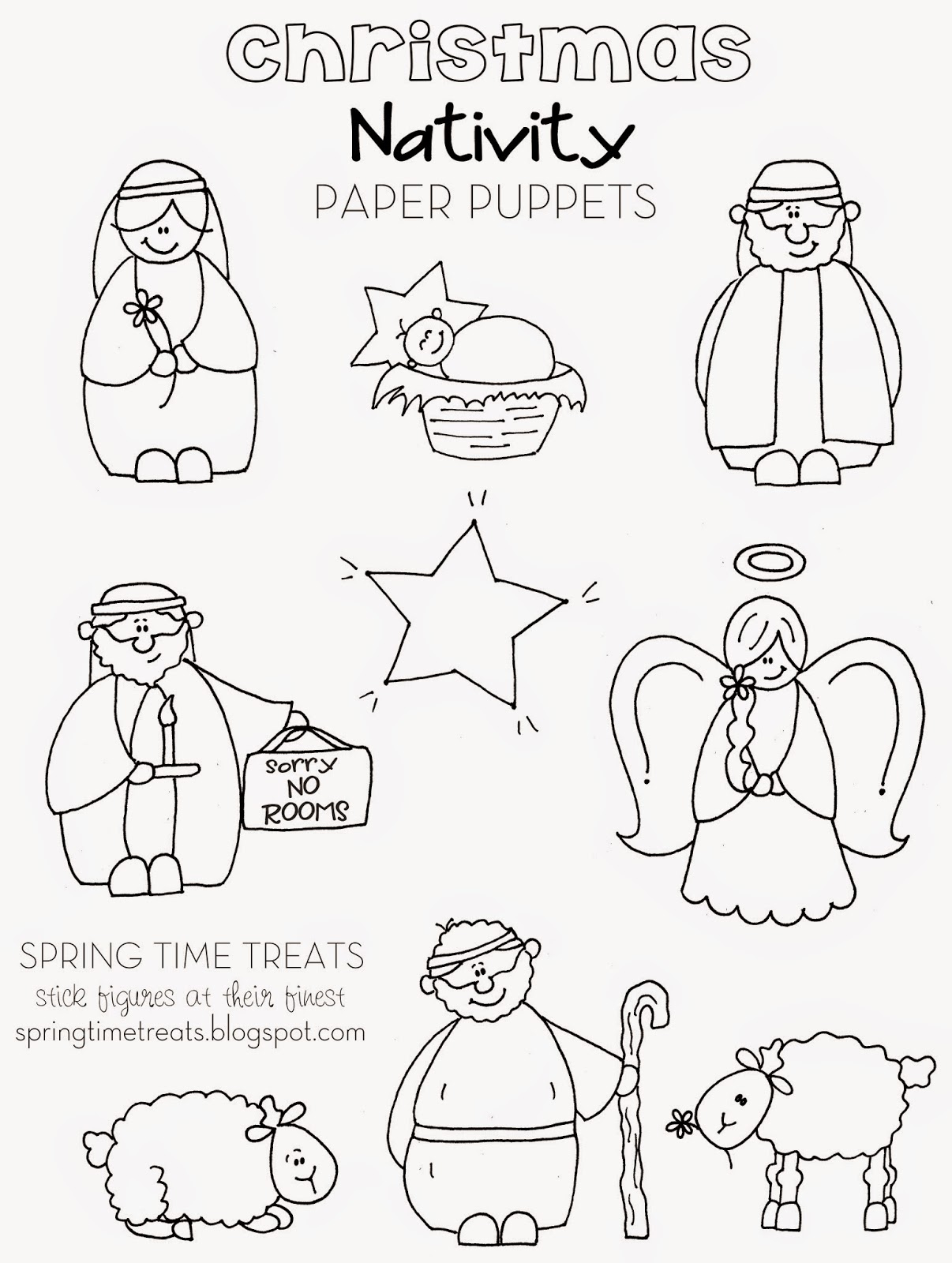 Nativity Paper Puppets - Free Printables | Spring Time Doodles with Free Printable Nativity Set