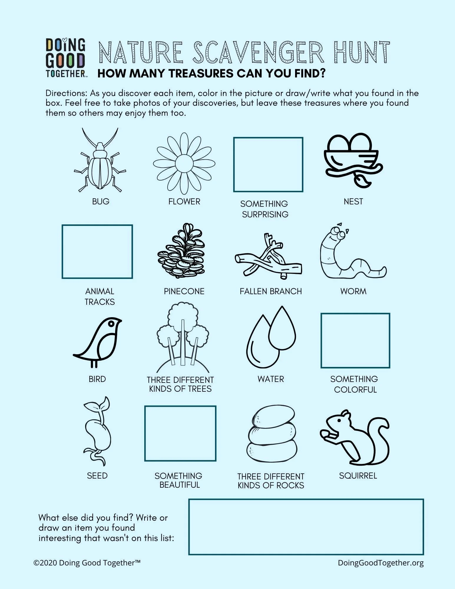 Nature Scavenger Hunt For Kids | Free Printable — Doing Good Together™ with Forest Scavenger Hunt Printable Free