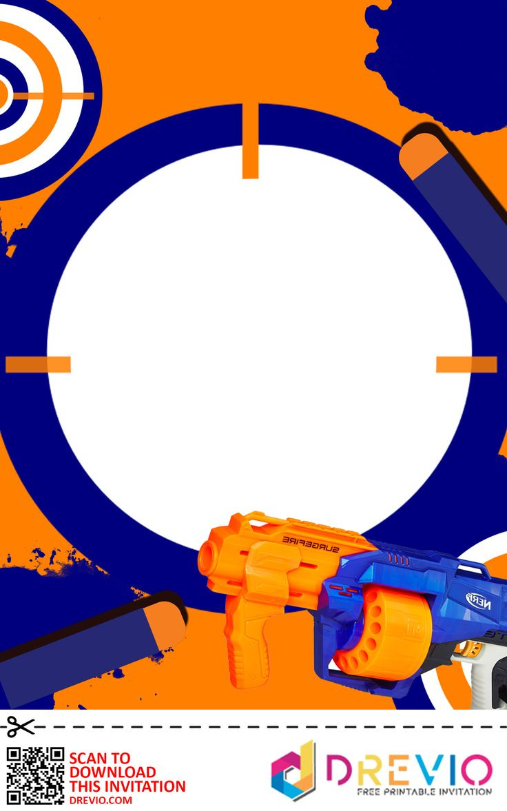 Nerf War Baby Shower Invitations + Party Ideas for Free Printable Nerf Invitations