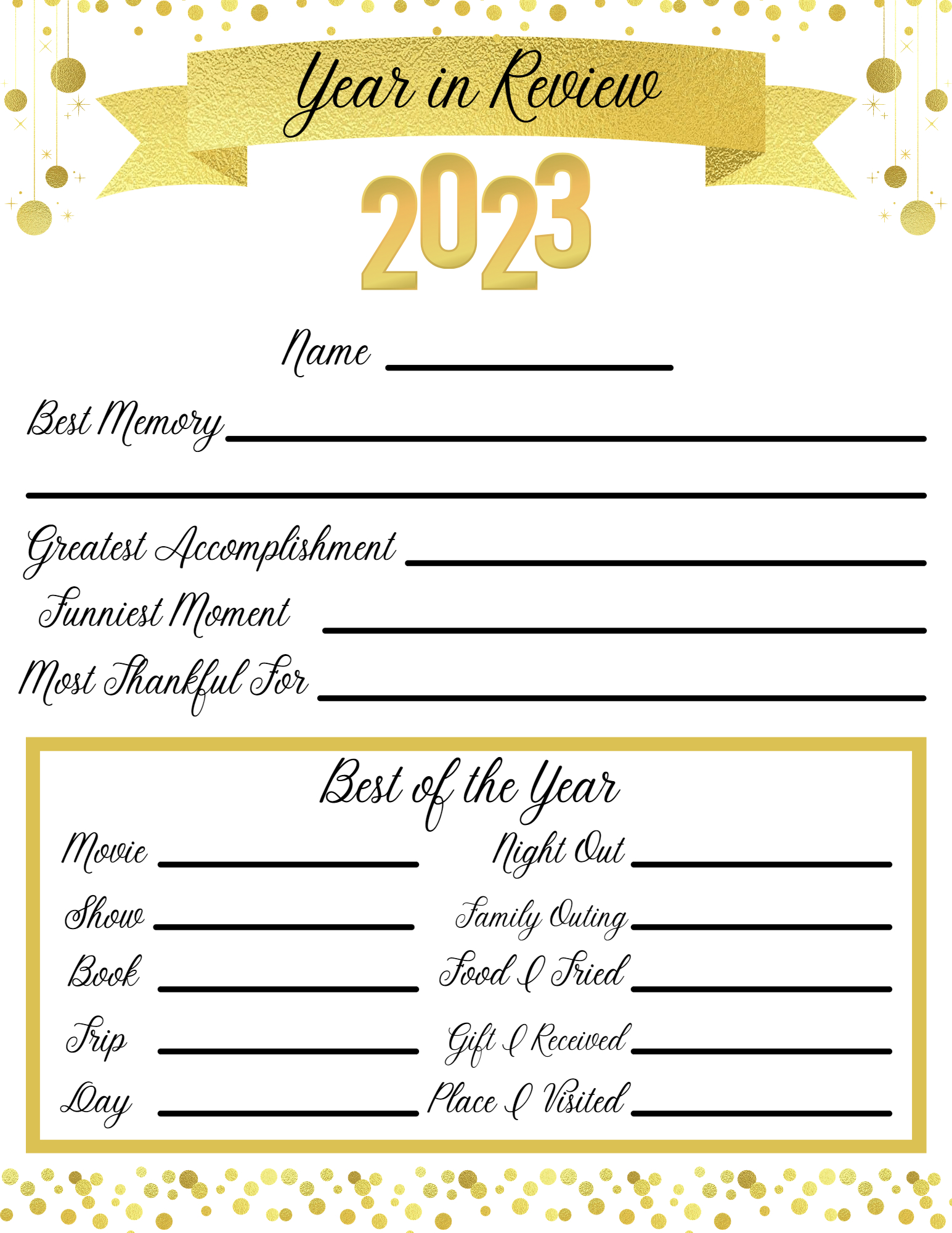 New Year&amp;#039;S Free Printables: Year In Review &amp;amp; Resolutions Pages with 2022 Year in Review Printable