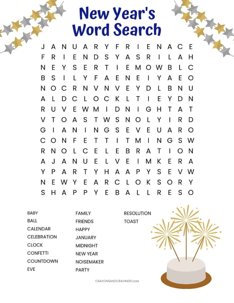 New Year&amp;#039;S Word Search Free Printable regarding Free Printable New Years Word Search