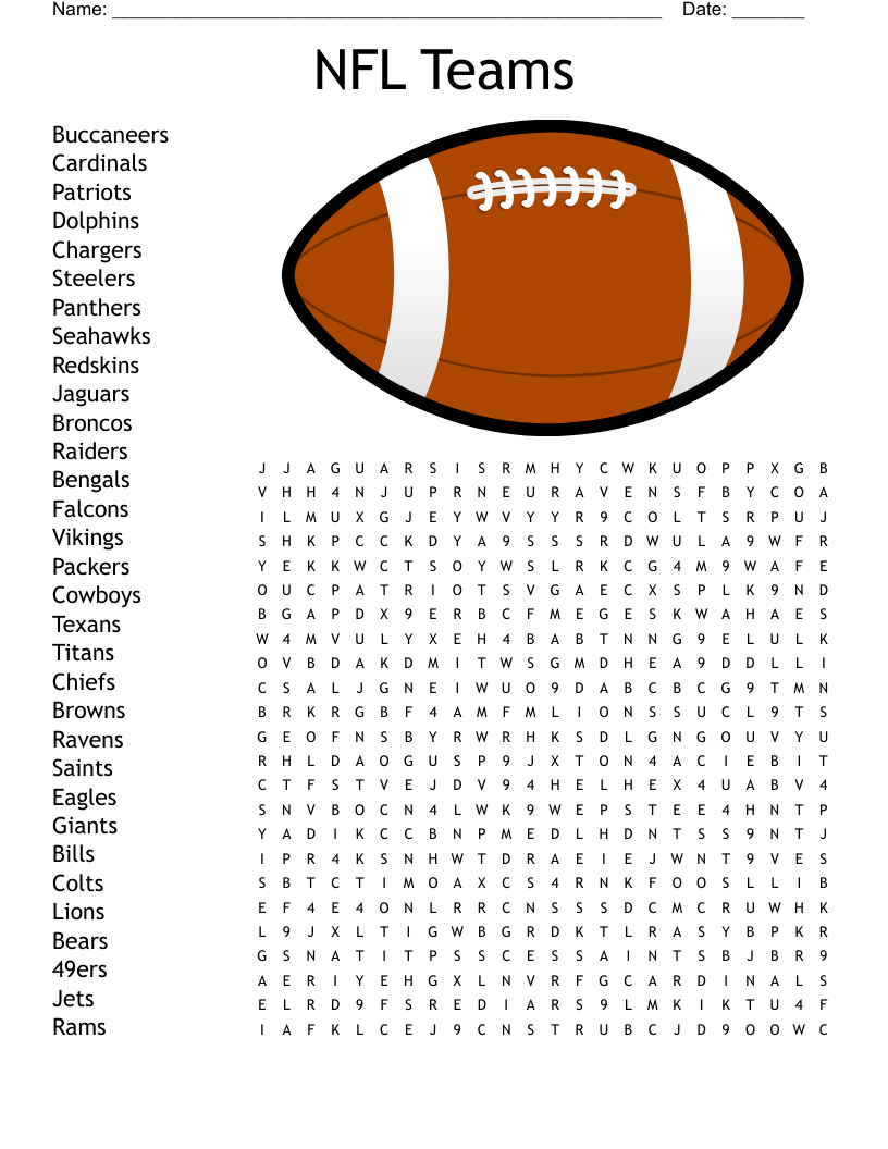 Nfl Teams Word Search - Wordmint intended for Nfl Word Search Printable