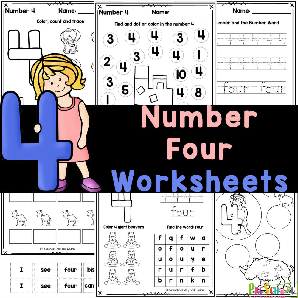 Number 4 Worksheets - Free Tracing &amp;amp; Counting Printables with Number Four Worksheet Printable