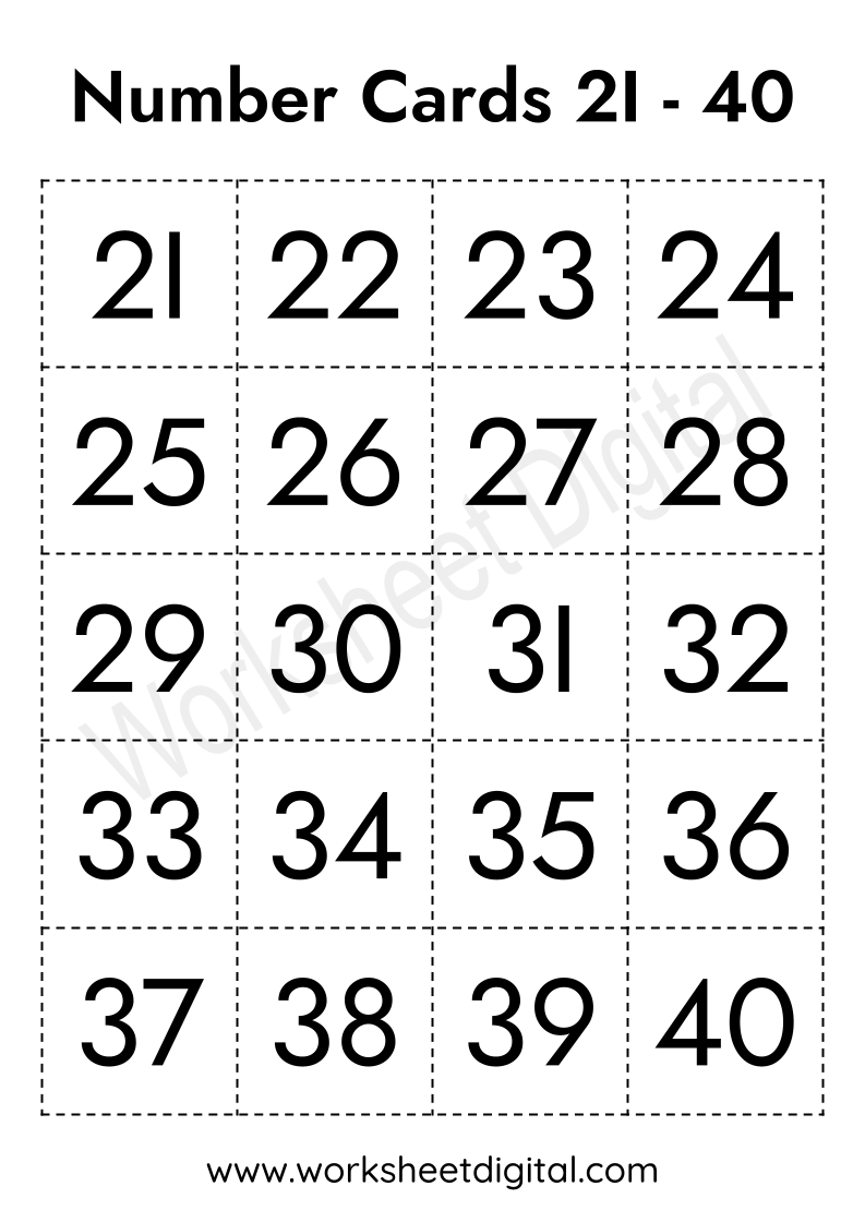 Number Cards 1 - 100 intended for Number Cards 1 40 Printable