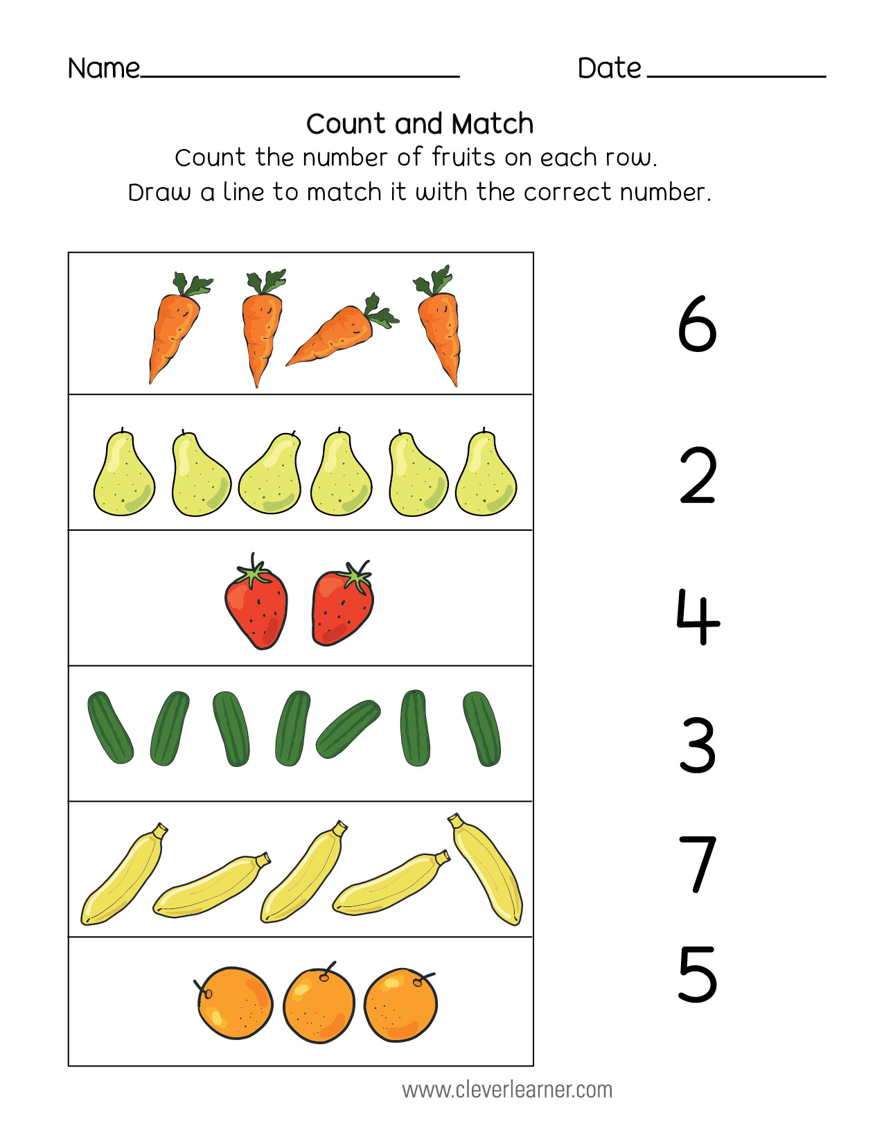 Number Matching, Counting And Number Writing Worksheets throughout Count And Match Numbers Worksheet Printable